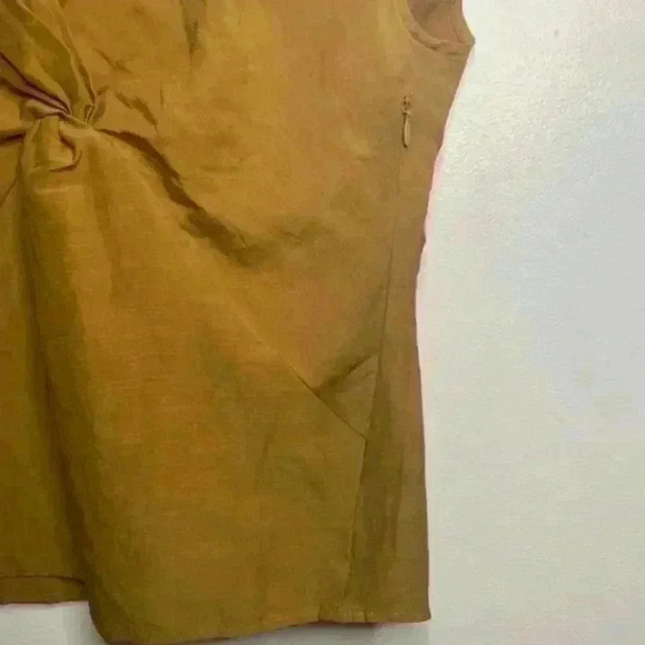 Zara Knotted V Neck Sleeveless Mustard Top Blouse - Picture 5 of 6